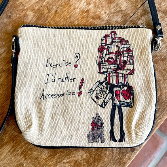 BRIGHTON Puppy Dog Cross Body or Clutch Bag “Exercise? I’d Rather Accessorize!” - Picture 11 of 12